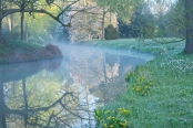 Misty moat at dawn