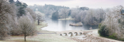 The newly restored  five arch bridge, Painshill Park