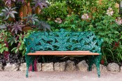 Fern Detailed Wrought Iron Bench