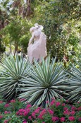 Albin Polasek's 'Man Carving His Own Destiny' with Agave americana 'Variegata'