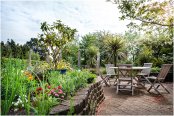 Seating area at community garden