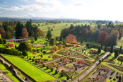 Elevated view of Drummond Castle Gardenden