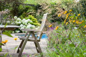 Summer seating by a pool