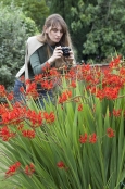 Lady Photographing Flowers