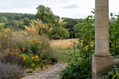 The sand garden at West Dean, overlooking the countryside