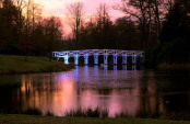 The Chinese bridge in winter at Painshill Park