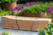 Wooden Bench with late May planting